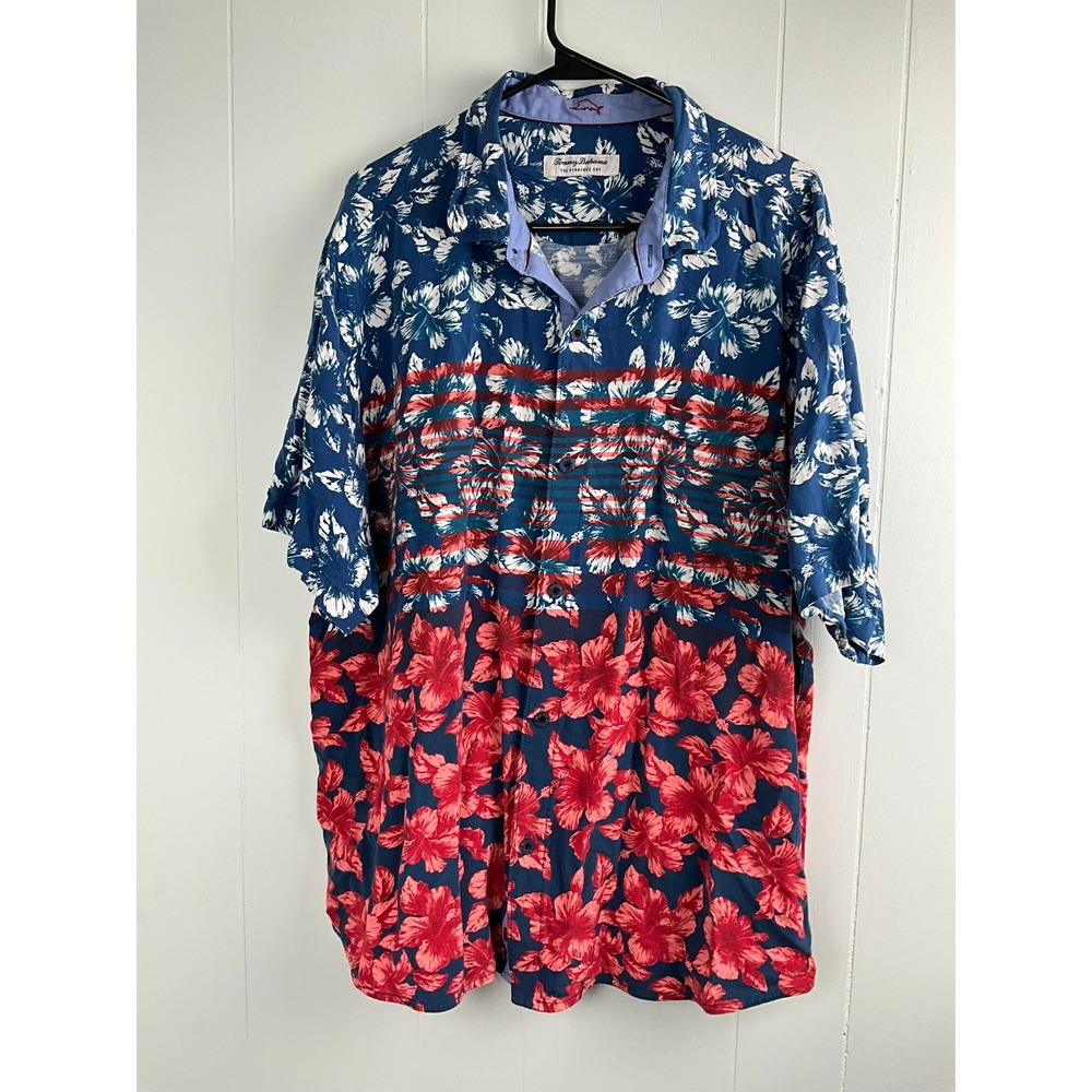 Tommy Bahama The Veracruz Cay Mens XL Floral Hibiscus Viscose Button Down Shirt